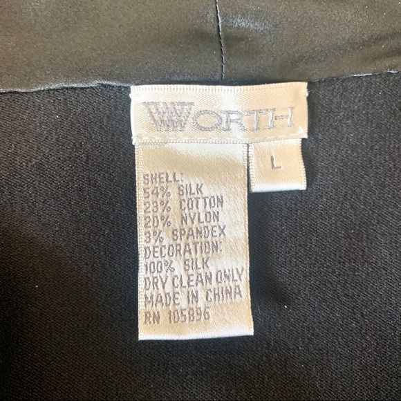 Worth Black Sweater, Silk Neckline, Waist Tie - Picture 6 of 10